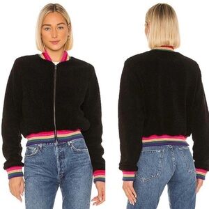 Spiritual Gangster Everything SG Furry Bomber Jacket, Vintage Black Loved